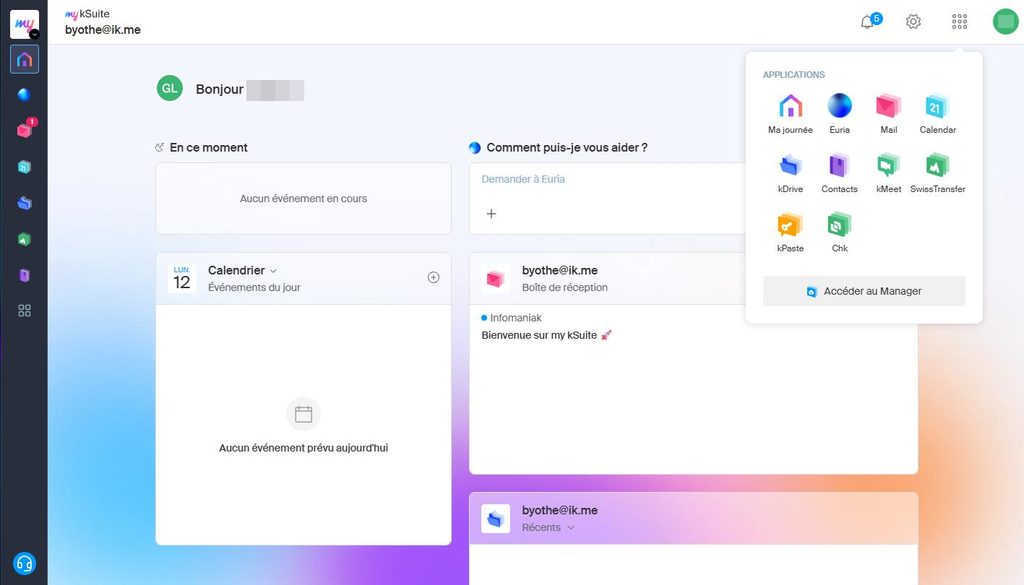 my ksuite infomaniak interface | my Ksuite d'Infomaniak : 35 Go gratuits pour remplacer Gmail et Google Drive !